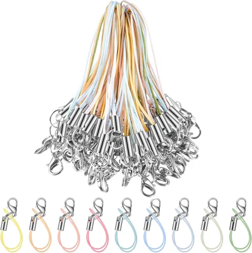 Miniatura 8 de Frienda Lariat - Juego de 200 piezas de correas para teléfono, correa de anillo dividido para teléfono celular, cadena de llavero, cierre colgante