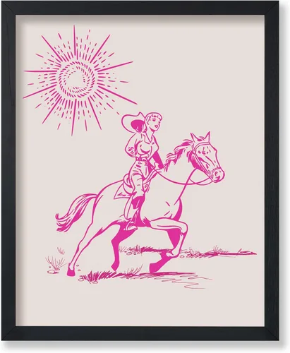 Miniatura 55 de Poster Master Póster retro de vaquera rosa con texto en inglés "Raise Hell", diseño de pared occidental, regalo para hombres y mujeres, decoración