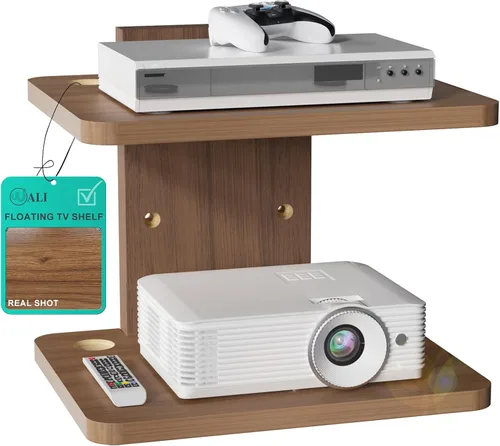 Miniatura 24 de WALI Estante flotante para TV y proyector, hasta 22 libras, soporte flotante negro para TV, soporte para DVD, soporte para proyector, soporte