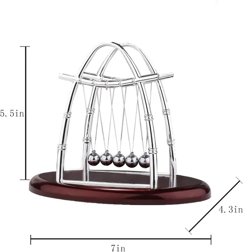 Miniatura 6 de Newtons - Bolas de equilibrio de cuna, decoraciones de oficina para el trabajo, ciencia física, artilugio, base de plástico, bolas de péndelo