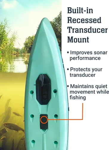 Miniatura 5 de BKC Brooklyn 12.0 Pro - Kayak de pesca individual de 12 pies manos libres, dirección de timón, casco de 70 libras, almacenamiento hermético