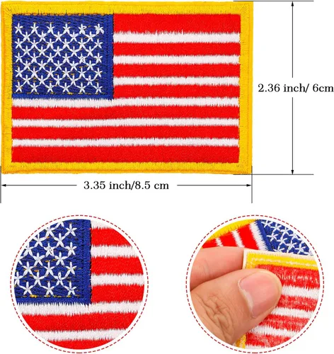 Miniatura 3 de WILLBOND 24 parches para planchar con la bandera estadounidense del 250 aniversario, bordado patriótico de Estados Unidos, para tela, uniforme Dorado