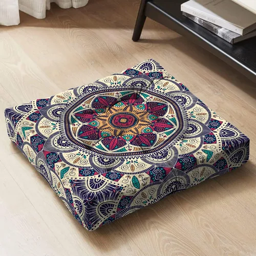 Miniatura 3 de Cojín de meditación con mandala, tapete de meditación bohemio, almohadas de meditación para sentarse en el suelo, cojines para sentarse en casa y al