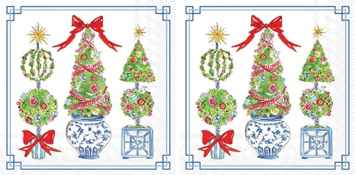 Miniatura 4 de Boston International Rosanne Beck Winter Holiday Christmas IHR - Servilletas de papel de 3 capas, 20 unidades para el almuerzo, árboles topiarios