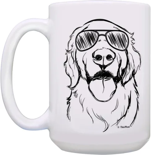 Miniatura 3 de Regalos para amantes de los perros Golden Retriever con gafas de sol Golden Retriever Taza de café, taza de té, color blanco
