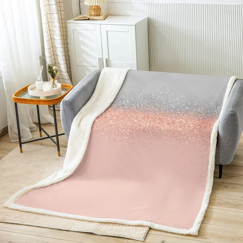 Miniatura 10 de Manfei Manta con purpurina negra y gris para decoración de habitación de niños, niñas, adolescentes, manta moderna de arte abstracto para sofá