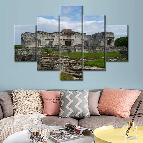 Miniatura 85 de Arte de pared con varios paneles, calendario maya, imágenes de piedra del sol, pinturas de civilización azteca sobre lienzo, sala de estar