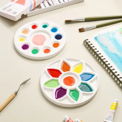 Miniatura 5 de Paleta de pintura de porcelana de 17 pozos, bandeja de cerámica, paleta de mezcla de acuarela para pintura al óleo acrílica, acuarela, pintura