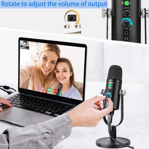 Miniatura 5 de Micrófono para podcast, kit de micrófono USB para teléfono, PC/Micro/Mac/Android, micrófono profesional de estudio Plug & Play con soporte