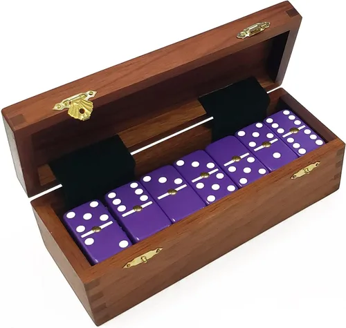Miniatura 7 de Marion Domino Double Six White Jumbo Torneo Tamaño Profesional con Spinners en caja de madera Sheesham de cola de milano. Blanco