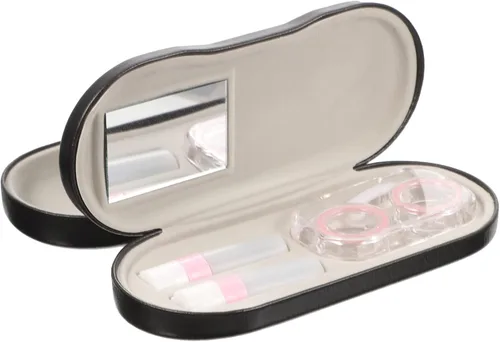 Miniatura 10 de Healifty Estuche para lentes de contacto y estuche para gafas, funda doble 2 en 1, con removedor de pinzas de espejo, caja de almacenamiento