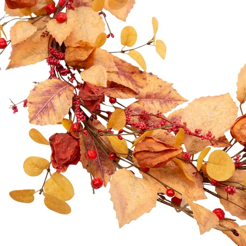 Miniatura 4 de Guirnalda de otoño de 5 pies, guirnalda de hojas artificiales de otoño, cosecha, festival, decoración de otoño con hojas de otoño y grosellas