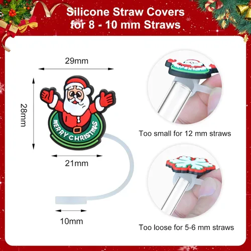 Miniatura 3 de Tapa superior de pajita de silicona de Navidad para vaso Stanley Cup de 30 y 40 oz, accesorios para termos, tapas de cubierta a prueba de polvo