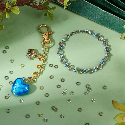 Miniatura 3 de PH PandaHall Anillo de salto abierto de hierro, 3300 unidades, 6 colores, anillos o sin soldar, 0.157 in, calibre 21, conector de joyería de metal