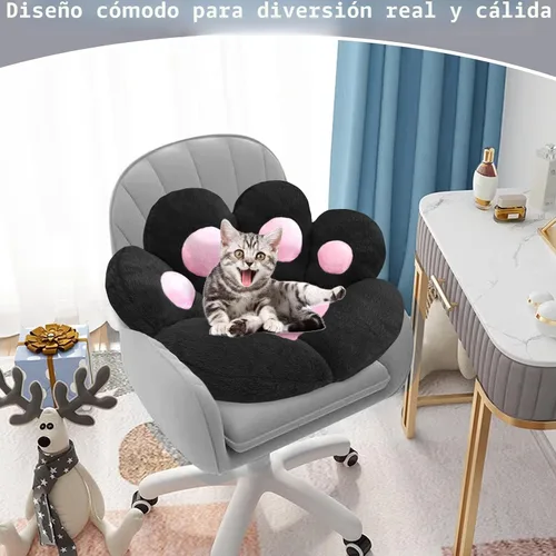 Miniatura 2 de DOBUONO Cojín Kawaii de pata de gato, cojín para silla de oficina, cómodo cojín de felpa para silla de juegos, cojín de asiento Kawaii para niña
