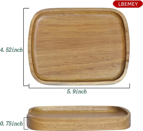 Miniatura 4 de Soporte de cuchara de madera de acacia de 5.9 pulgadas para estufa, soporte rectangular liso para cuchara de madera para encimera de cocina con pies
