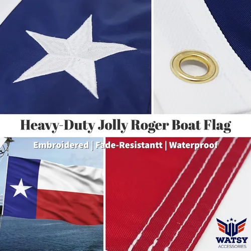 Miniatura 5 de Kit de asta de bandera de barco – Bandera bordada TEXAS de 12 x 18 pulgadas + poste inoxidable y clips Impermeable, grado marino, alta resistencia