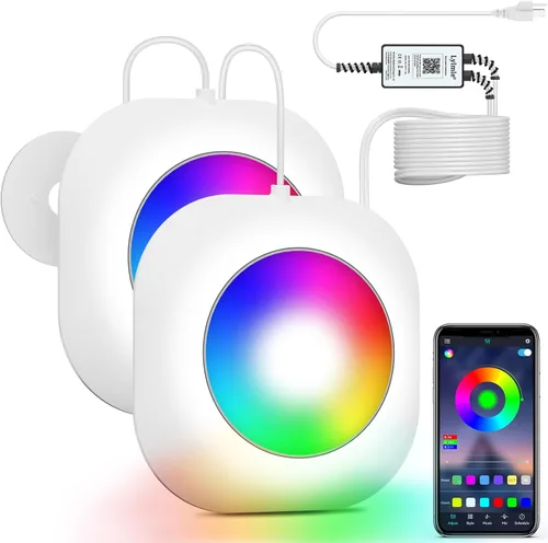 Miniatura 10 de LyLmLe Luces LED para piscina sobre el suelo con control de aplicación, luces subacuáticas magnéticas RGB inteligentes de 20 W con temporizador, 800