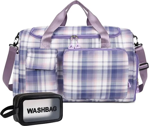 Miniatura 68 de Bolsa de Gimnasio Pequeña para Mujer, Bolsa de Lona de Viaje, Bolsa de Fin de Semana con Compartimento para Zapatos