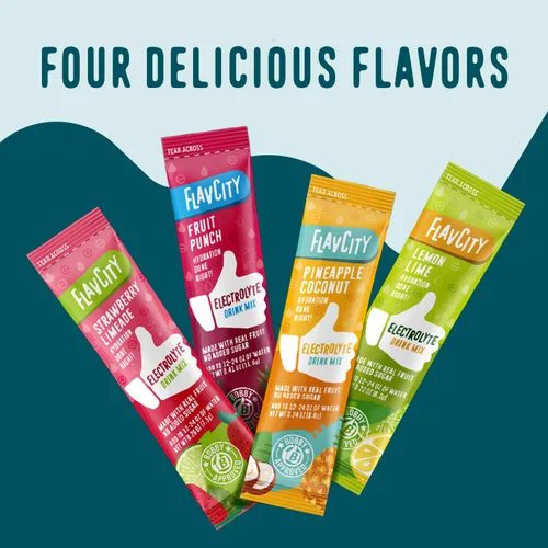 Miniatura 6 de FlavCity Fruit Punch - Paquetes de polvo de electrolitos, 28 paquetes de hidratación, sin azúcar añadida, polvo de hidratación con fruta real y sal