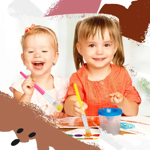 Miniatura 7 de Pinceles de pintura para niños, 16 piezas de pinceles de pintura gordita para niños, juego a granel para manualidades, preescolar lavables para 16