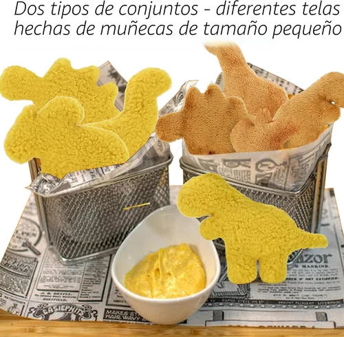 Miniatura 4 de Mini Dinosaurio Nuggets de Pollo de Peluche 4.2 Pulgadas, Almohada de Juguete Relleno de Nuggets de Pollo Frito Dino Realista y Divertido, Regalo