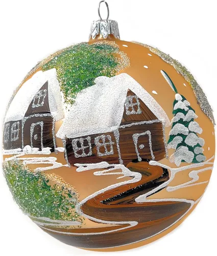 Miniatura 61 de Adorno navideño de capilla azul con soporte, bola de vidrio soplado polaco pintada a mano, bola extra grande de 8 pulgadas/200mm, adorno de fe eterna
