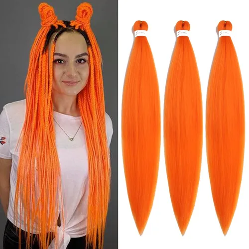 Miniatura 13 de Extensiones de cabello trenzado morado preestiradas, 20 pulgadas, 2 piezas de cabello sintético trenzado para niñas y mujeres, fiesta, disfraz