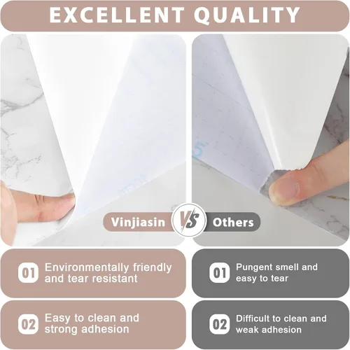 Miniatura 7 de Vinjiasin Papel tapiz adhesivo de mármol brillante para despegar y pegar, autoadhesivo, impermeable, para encimera, película decorativa extraíble