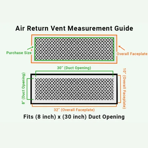 Miniatura 2 de Achtek AIR - Apertura de conducto de retorno de 8 x 30 pulgadas (10 x 32 pulgadas) Rejilla de aire de aluminio fundido pesado cubierta de conducto