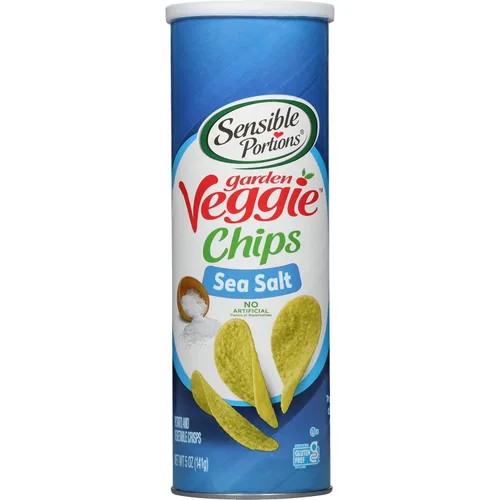 Sensible Portions Chips de verduras apiladas para jardín, sal marina, 5 onzas