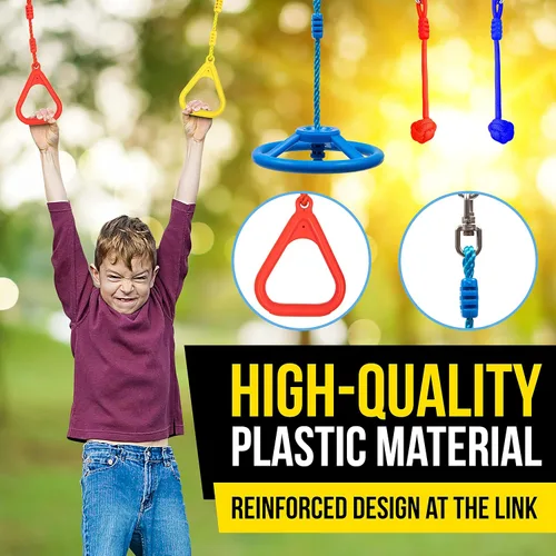 Miniatura 4 de SereneLife Ninja Warrior Slack Line Carrera de obstáculos de 50 pies con 18 accesorios de escalada de árboles de gimnasio en la selva, juego