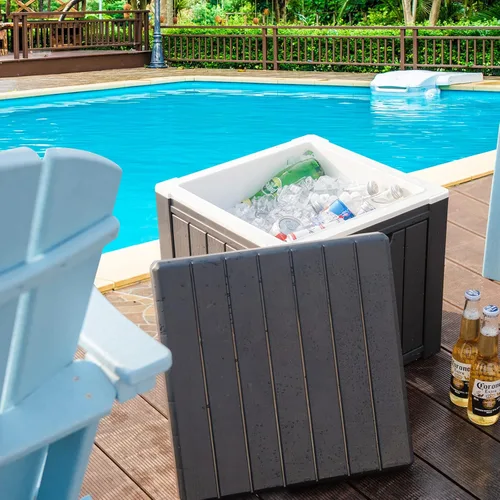 Miniatura 2 de Giantex Enfriador 4 en 1 de 10 galones, baúl portátil con mango integrado, enfriador de hielo multifuncional, mesa auxiliar de cóctel, mesa de bar