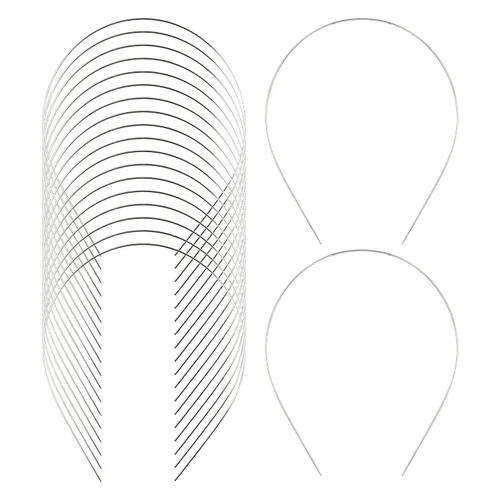 Lawie Paquete de 20 diademas delgadas de metal duro en blanco de 0.069 pulgadas de ancho, bandas de alambre para el pelo, corona, tiara, accesorios