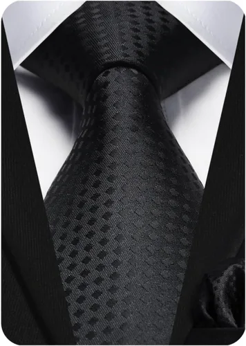 Miniatura 352 de HISDERN Conjunto de corbata a cuadros a cuadros pañuelo tejido clásico formal para hombre corbata y bolsillo cuadrado