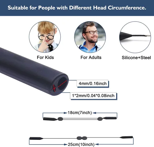 Miniatura 2 de Correa de soporte para lentes de sol – Correas ajustables para gafas de sol para niños – Soportes para gafas alrededor del cuello – Retenedor