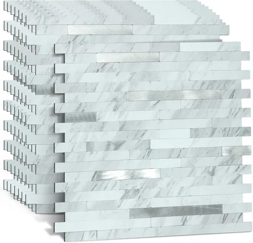 Miniatura 11 de Midcard 10 hojas de azulejos de pared adhesivo para salpicaduras de PVC, para salpicaduras de cocina.. Rectangular Marrón Oscuro