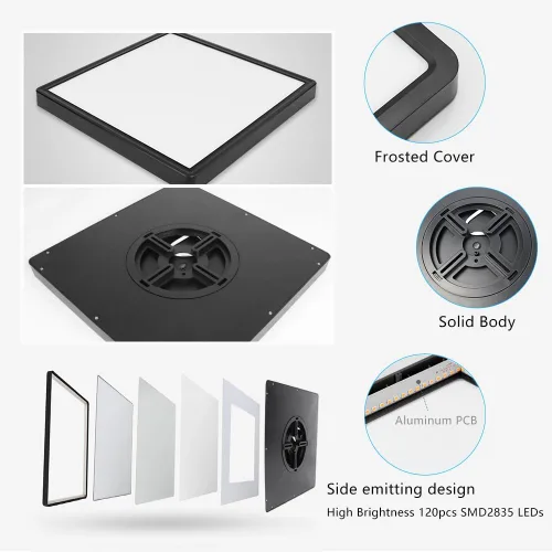 Miniatura 6 de Lámpara de techo LED de 12 pulgadas 24W cuadrada con montaje empotrado, lámpara de techo LED blanca de luz diurna de 5000K, luces de techo modernas