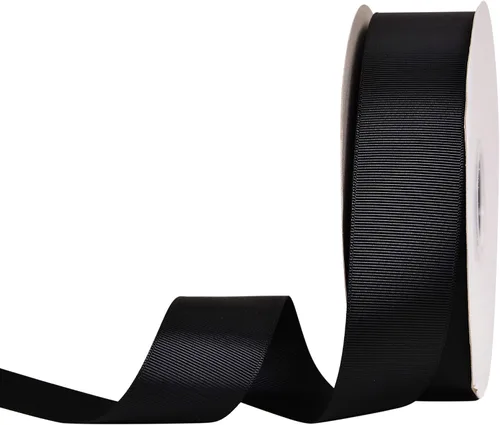 YAMA - Cinta de grogrén negra de 1 1/2 pulgadas, 50 yardas, cinta negra para envolver paquetes de regalo, diseño floral, manualidades, decoración de