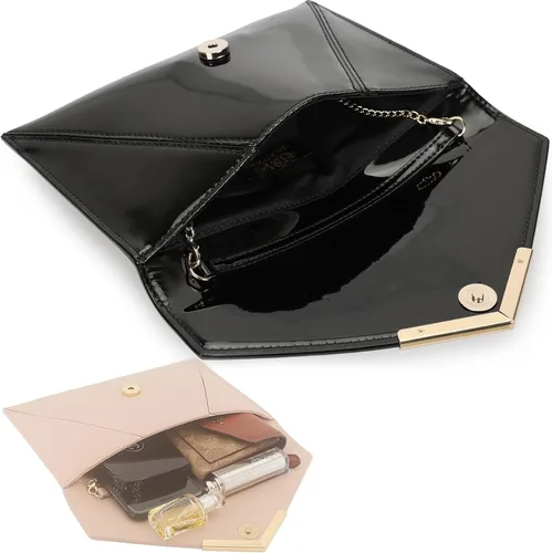 Miniatura 6 de Dexmay - Bolso de mano para mujer, de piel de charol, bolso de vestir plegable