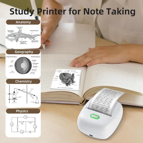 Miniatura 3 de ORGSTA Impresora de calcomanías Mini impresora S002 PrintPods Bluetooth portátil con 1 rollo de papel térmica sin tinta impresora impresora portátil