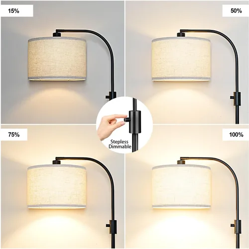 Miniatura 3 de [Actualizada] Lámpara de pie negra regulable, bombilla LED Edison de 1200 lúmenes incluida, lámpara de pie de arco para sala de estar, lámparas