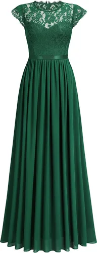 Miniatura 5 de Miusol - Maxi vestido floral con encaje para fiesta de noche y uso formal para mujer