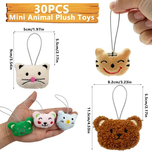 Miniatura 2 de XIPEGPA Juego de 30 juguetes de peluche de animales pequeños, llavero de juguete de peluche para recuerdos de fiesta, llavero adorno para bolsa