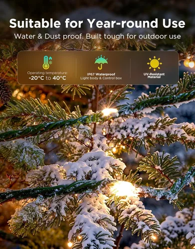 Miniatura 6 de Luces Navideñas Govee Christmas Lights 2, Luces de Cadena Navideñas RGBWIC de 99 Pies con 300 LEDs con Función de Mapeo de Formas, Decoración LED
