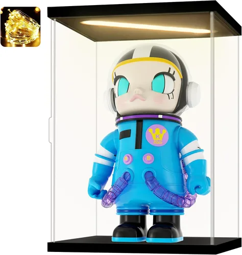 Miniatura 14 de Vitrina de acrílico para coleccionables, cajas de acrílico transparente para exhibir minifiguras, trofeos, casco de construcción iluminado