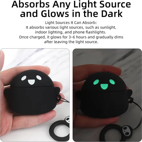Miniatura 4 de Funda para AirPods 4 2024 con kit de limpieza, [Eye can Glow in the Dark], fundas lindas de fantasma de anime para AirPods serie de 4ª