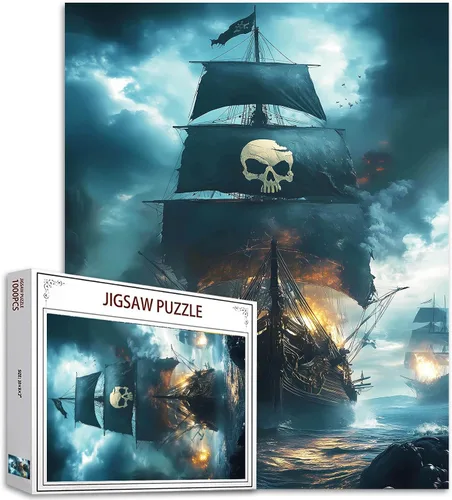 Miniatura 18 de Rompecabezas de 1000 piezas para adultos, rompecabezas de barco pirata para desafiantes juegos de actividades familiares, rompecabezas de arte