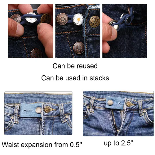 Miniatura 7 de Paquete de 6 extensores de cintura, extensores de botón de alta calidad para pantalones, extensor de pantalones para maternidad, extensor de botones