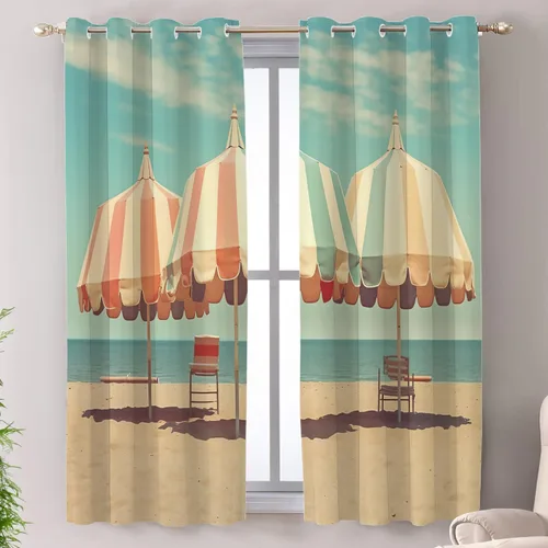 Miniatura 73 de Shrahala Cortinas de nivel de chakras con mandala beige para ventanas de cocina, paneles de cortina de ventana de mandala multicapa de poliéster
